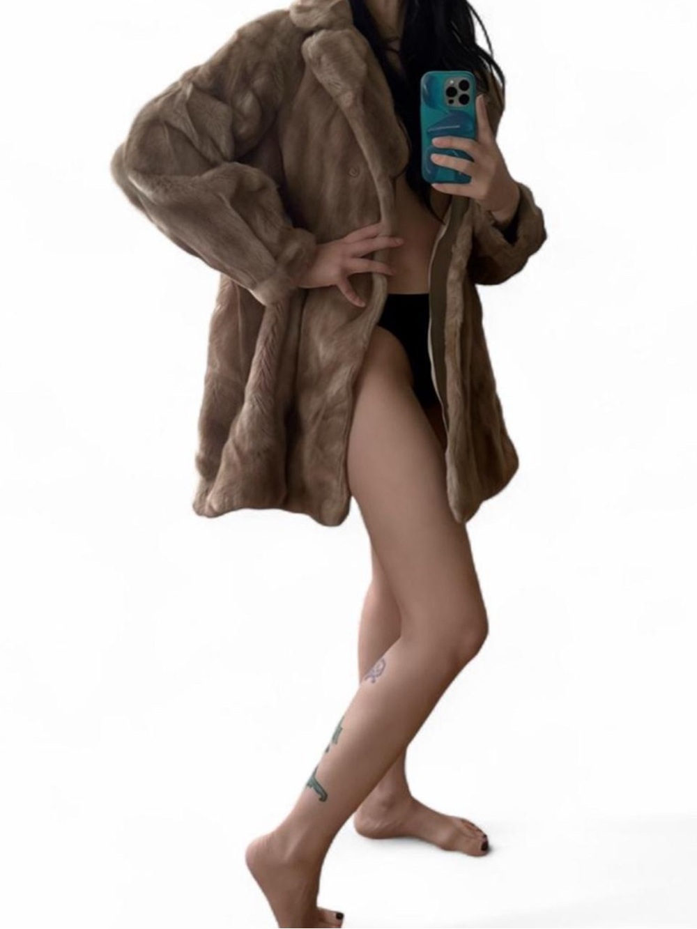 Vintage light brown faux fur coat